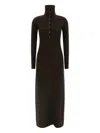 Tom Ford Neckline Dress With Button Detailing And Ribbed Texture In Black