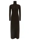 Tom Ford Neckline Dress With Button Detailing And Ribbed Texture In Brown