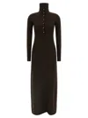 Tom Ford Neckline Dress With Button Detailing And Ribbed Texture In Brown