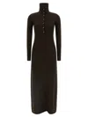 Tom Ford Neckline Dress With Button Detailing And Ribbed Texture In Brown
