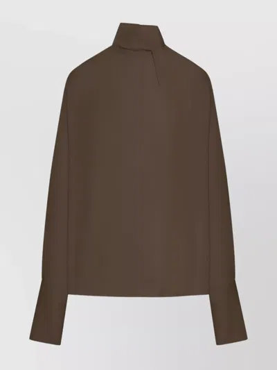 TOM FORD HIGH-NECK LONG SLEEVE SILK BLOUSE