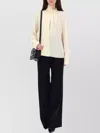 Tom Ford High Neck Pleated Blouse With Keyhole Back In Neutral
