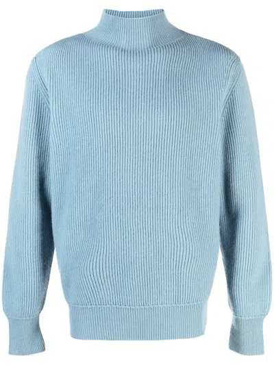 Tom Ford High-neck Rib-knit Jumper In Blue
