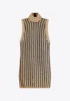 Tom Ford High-neck Ribbed Minidress In Gold