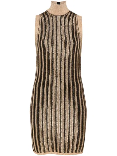 Tom Ford High-neck Ribbed Minidress In Schwarz