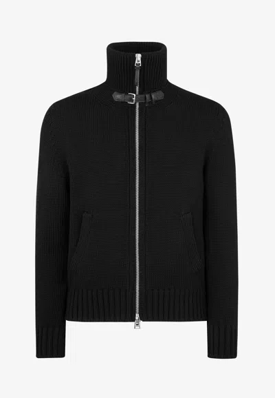 TOM FORD HIGH-NECK ZIP-UP WOOL CARDIGAN