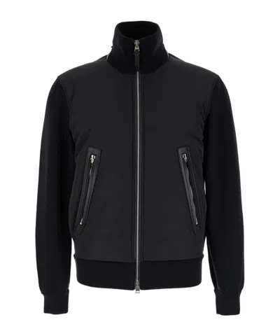 Tom Ford Light Nylon Merino Zip Through In Black