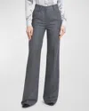 Tom Ford High-rise Compact Virgin Wool Bootcut Pants In Grey Melan