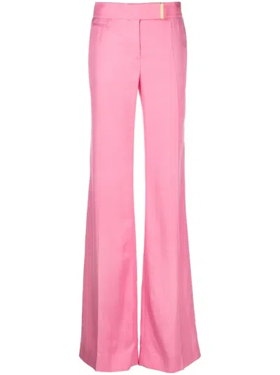Tom Ford Mid Rise Wide Fluid Satin Pants In Pink