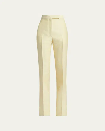 Tom Ford High-rise Wool-silk Straight-leg Pants In Yellow