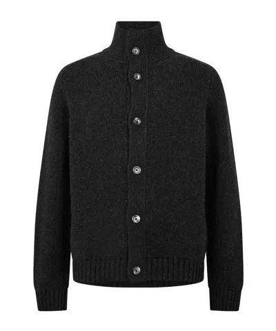 Tom Ford High Stand Collar Knit Cardigan In Black