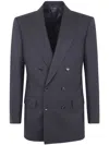Tom Ford High Twist Broken Twill Double Breast Jacket Clothing In Black