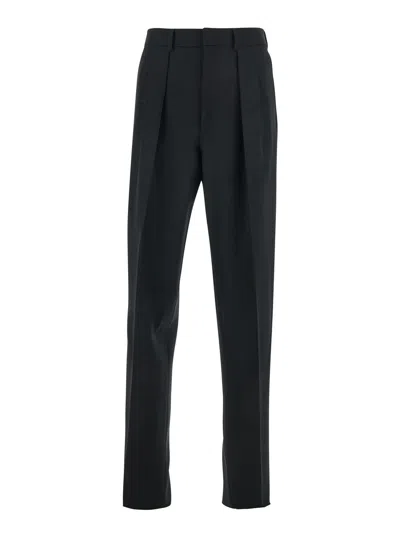 TOM FORD BLACK PANTS WITH HIGH WAIST AND PENCES IN WOOL MAN