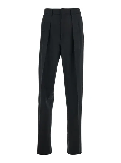 TOM FORD BLACK PANTS WITH HIGH WAIST AND PENCES IN WOOL MAN