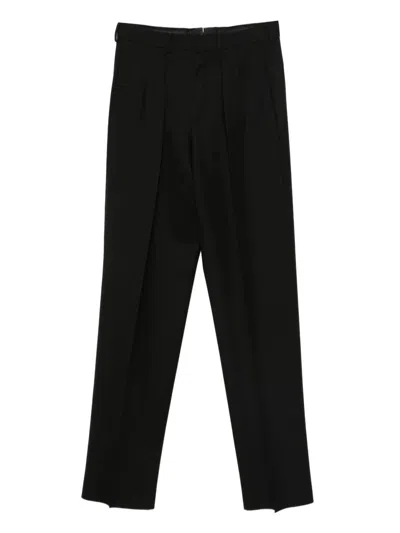Tom Ford High Twist Broken Twill Double Pleat Trousers In Black