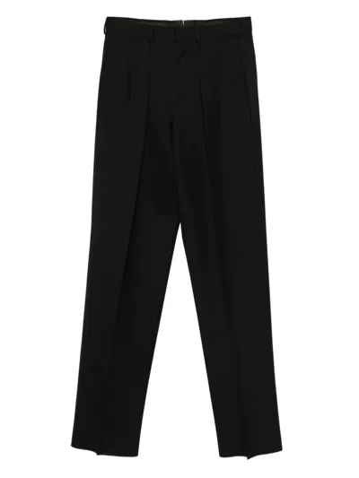 Tom Ford High Twist Broken Twill Double Pleat Trousers In Black