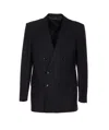 Tom Ford Slim-fit Double-breasted Wool-crepe Suit Jacket In Black