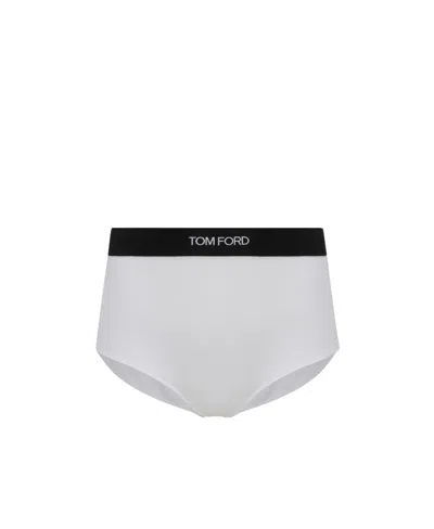 Tom Ford Logo Modal Jersey High Rise Briefs In White