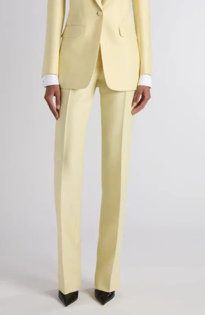 Tom Ford High Waist Wool & Silk Radzimir Straight Leg Pants In Yellow