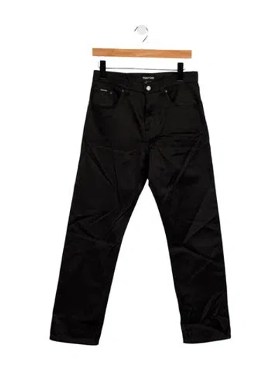 Pre-owned Tom Ford High-rise Straight Leg Jeans In Black