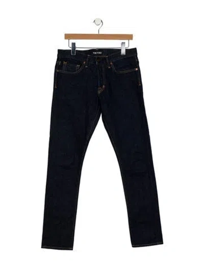 Pre-owned Tom Ford High-rise Straight Leg Jeans In Blue
