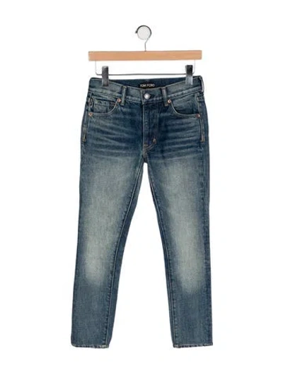 Pre-owned Tom Ford High-rise Straight Leg Jeans In Blue