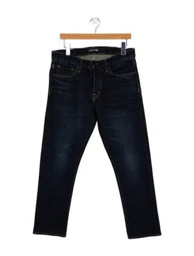Pre-owned Tom Ford High-rise Straight Leg Jeans In Blue