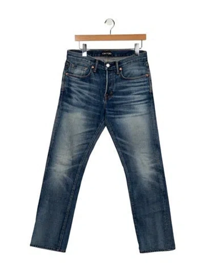 Pre-owned Tom Ford High-rise Straight Leg Jeans In Blue