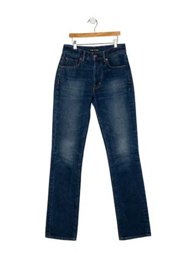 Pre-owned Tom Ford High-rise Straight Leg Jeans In Blue