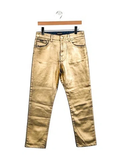 Pre-owned Tom Ford High-rise Straight Leg Jeans In Gold