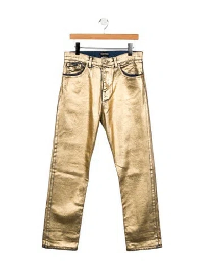 Pre-owned Tom Ford High-rise Straight Leg Jeans In Gold