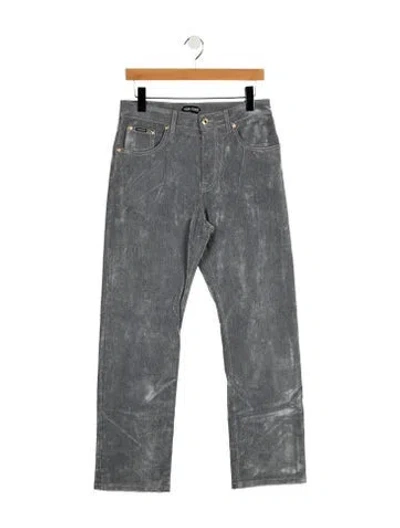 Pre-owned Tom Ford High-rise Straight Leg Jeans In Silver