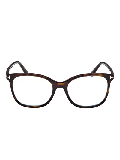 Tom Ford Hinge-detail Square-frame Glasses In Brown