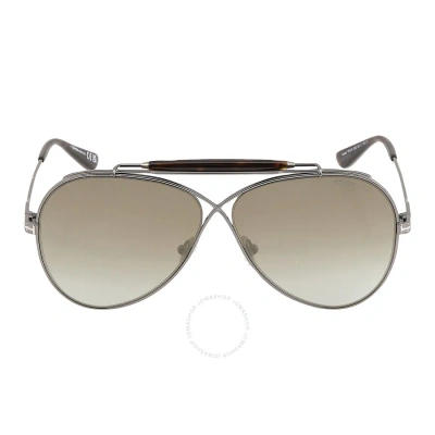 Tom Ford Holden Brown Gradient Pilot Unisex Sunglasses Ft0818 08g 60 In Brown / Gun Metal / Gunmetal