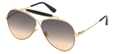 Pre-owned Tom Ford Holden Ft 0818 Gold/grey Beige Shaded (30b) Sunglasses