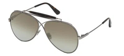 Pre-owned Tom Ford Holden Ft 0818 Shiny Anthracite/green Brown Mirrored (08g) Sunglasses