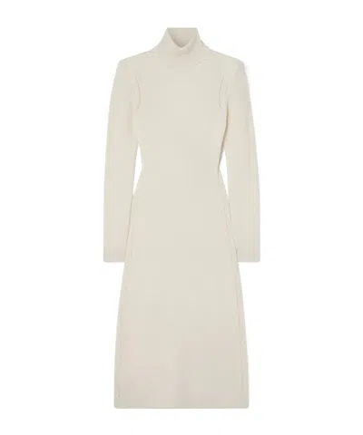 Tom Ford Hollowed-out Cashmere Turtleneck Dress In White
