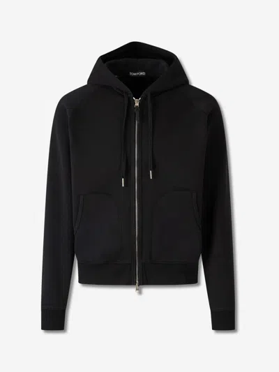 Tom Ford Hooded Zipper Sweatshirt In Black