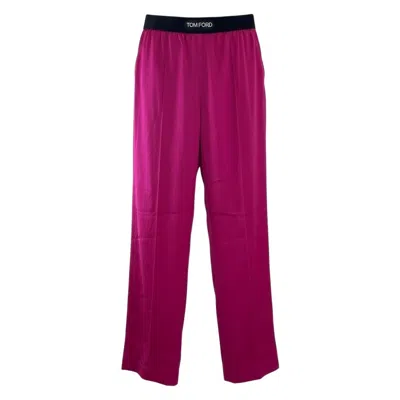 Pre-owned Tom Ford Hot Pink Silk Satin Logo Track Pants Size Xs Barbie Pyjamas Authentic