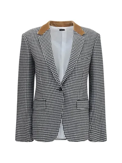Tom Ford Houndstooth Long-sleeve Blazer In Black