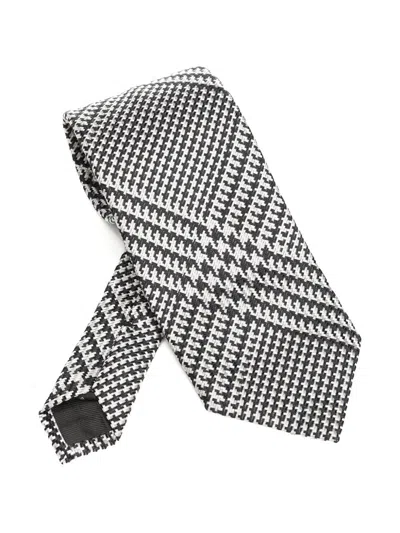 TOM FORD TOM FORD HOUNDSTOOTH-PATTERN SILK TIE