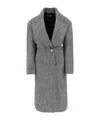 Tom Ford Houndstooth-pattern Straight Hem Belted Coat In Gray
