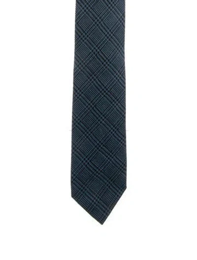 Pre-owned Tom Ford Houndstooth Patterned Tie In Blue