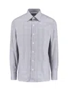 Tom Ford Long Sleeve Checkered Shirt With Buttoned Cuffs In Gray