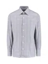 Tom Ford Long Sleeve Checkered Shirt With Buttoned Cuffs In Gray