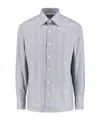 Tom Ford Long Sleeve Checkered Shirt With Buttoned Cuffs In Gray