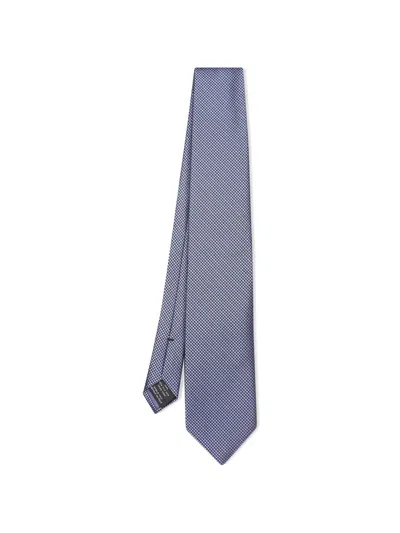 Tom Ford Houndstooth Silk Tie In Blue
