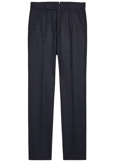 Tom Ford Houndstooth Wool Trousers In Blue