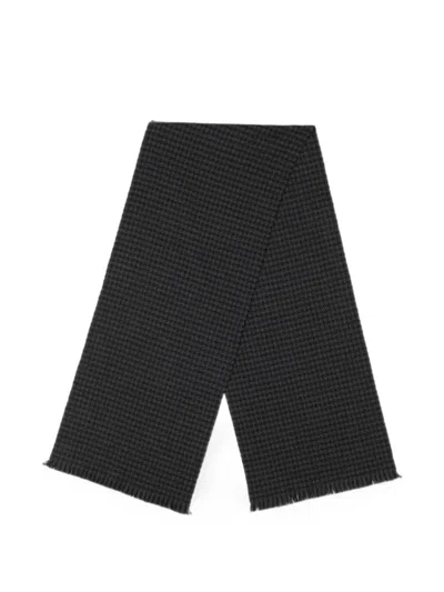 Tom Ford Houndstooth-pattern Fringed-edge Scarf In Black