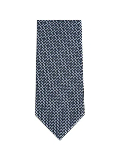 Tom Ford Houndstooth-pattern Silk Tie In Blue